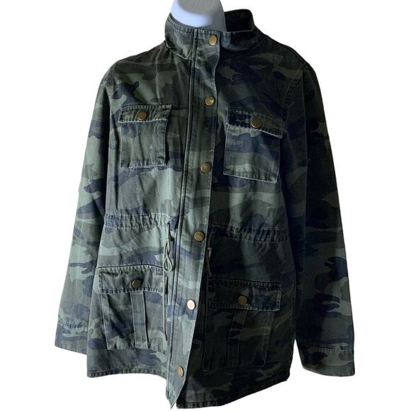 41 Hawthorn Camo Jacket Women Size Medium Zip Snap Long Sleeve Drawstring Waist - Picture 3 of 9